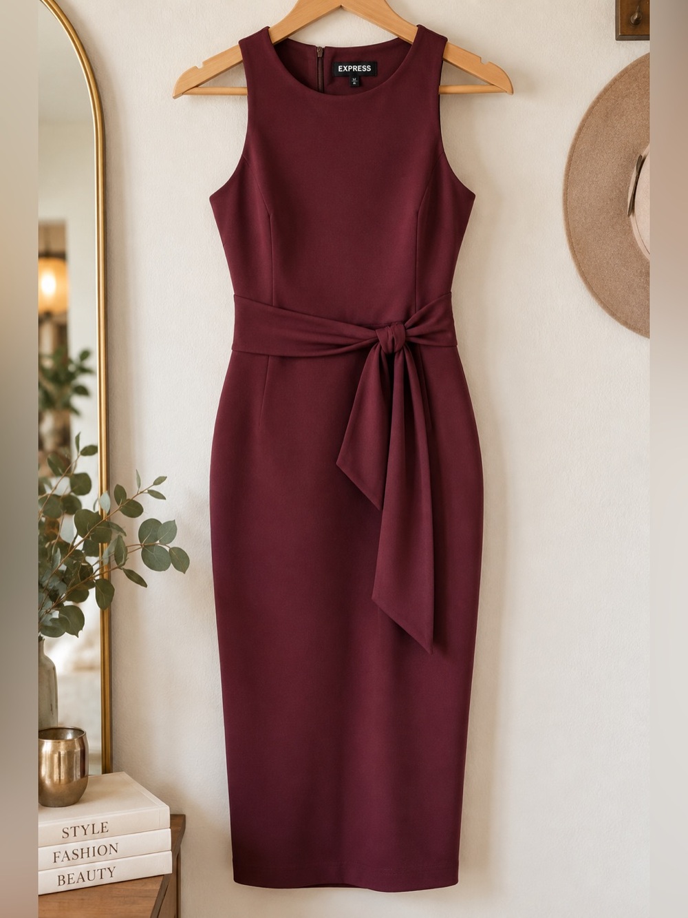 Express Deep Plum Purple Sleeveless Midi Dress – Size Medium
